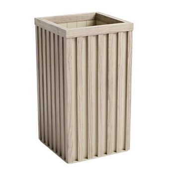 Round Planter Pot with Ribbed Texture Weather Resistant Resin for Deck and Yard