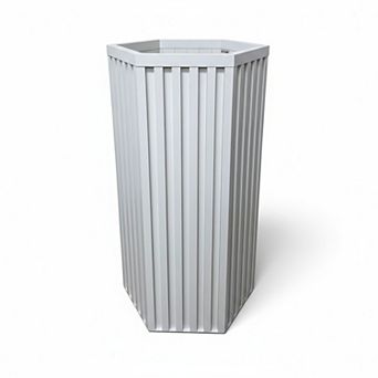 Geometric Column Planter Tall Square Design Impact Resistant Resin for Patio