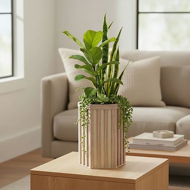 Decorative Column Planter Fluted Pedestal Style Resin for Front Porch and Yard