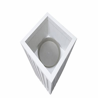 Column Planter Pot with Elevated Base Lightweight Stone Composite for Entryway