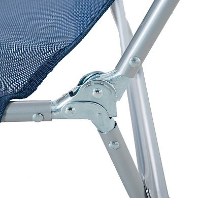 Folding Chaise Lounge Reclining 6-Position With Headrest Mesh For Backyard