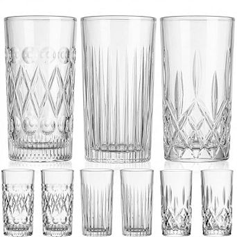 Crystal Highball Glass Set, Durable Tumblers for Cocktails & Drinks
