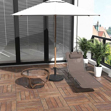 Folding Chaise Lounge Reclining 5-Position With Headrest Mesh For Poolside