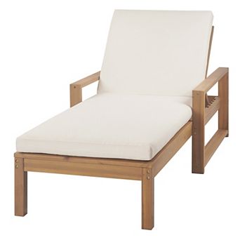 Outdoor Lounge Chair 5-Position Adjustable Backrest With Cushion For Patio Garden