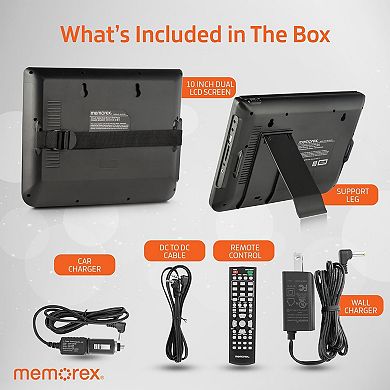 Memorex PDV200 10” Dual Screen Portable DVD Player with Bluetooth
