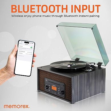 Memorex MX-TT700 7-in-1 Nostalgic Wooden Music Center