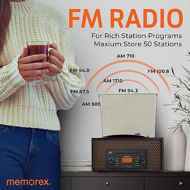 Memorex MX-TT700 7-in-1 Nostalgic Wooden Music Center
