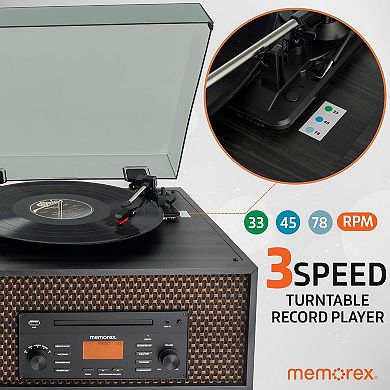 Memorex MX-TT700 7-in-1 Nostalgic Wooden Music Center