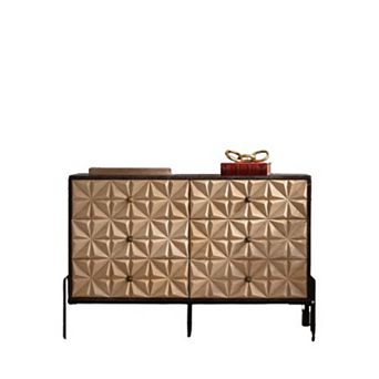 Six Drawer Dresser with Geometric Diamond Pattern for Bedroom and Living Room