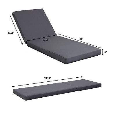 Patio Chaise Lounge Acacia Wood With Water-Resistant Cushions For Backyard Set