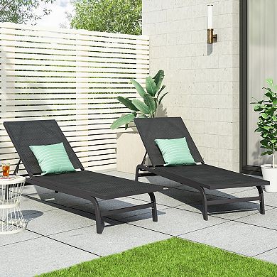 Patio Chaise Lounge Reclining Adjustable Backrest For Backyard Garden