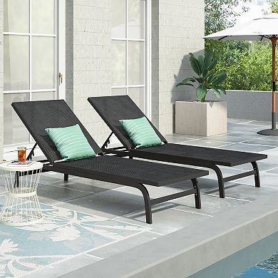 Patio Chaise Lounge Reclining Adjustable Backrest For Backyard Garden