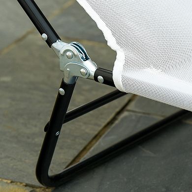 Folding Chaise Lounge Reclining Back With Headrest Mesh For Beach Yard