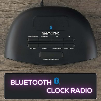 Memorex MX-CR160 Bluetooth FM Clock Radio with USB Charging