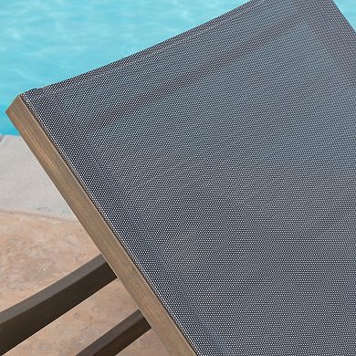 Outdoor Chaise Lounge Breathable Mesh Recliner For Poolside Backyard