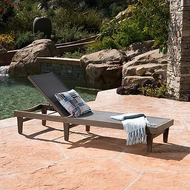 Outdoor Chaise Lounge Breathable Mesh Recliner For Poolside Backyard