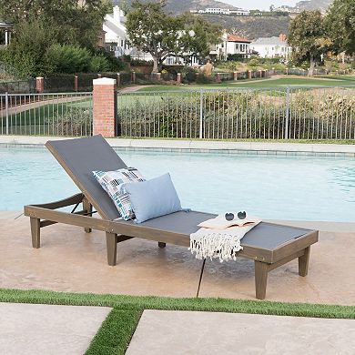 Outdoor Chaise Lounge Breathable Mesh Recliner For Poolside Backyard