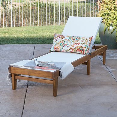 Outdoor Chaise Lounge Breathable Mesh Recliner For Poolside Backyard