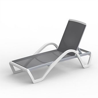 Outdoor Lounge Chair Aluminum Adjustable Recliner With Arms For Poolside Lawn