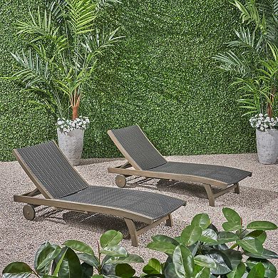 Outdoor Chaise Lounge With Pull-Out Tray Reclining For Patio Garden