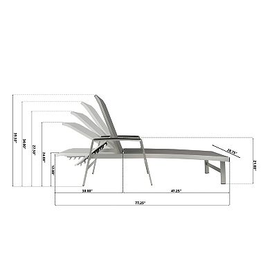 Patio Chaise Lounge Reclining Adjustable Backrest For Backyard Garden
