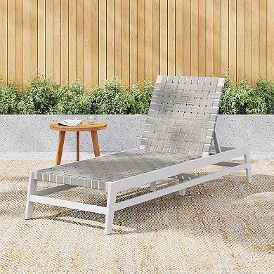 Outdoor Chaise Lounge Rope Woven Recliner For Patio Backyard Garden