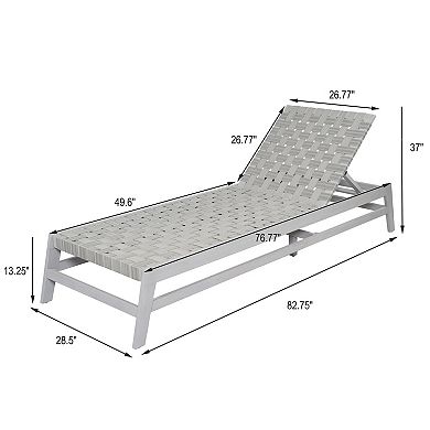 Outdoor Chaise Lounge Rope Woven Recliner For Patio Backyard Garden