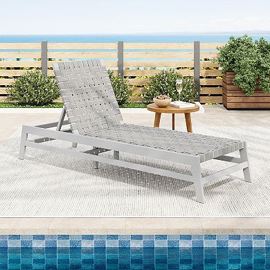 Outdoor Chaise Lounge Rope Woven Recliner For Patio Backyard Garden