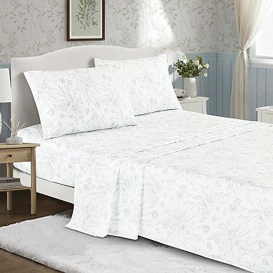 Sage Green Floral Comforter Set with Sheets