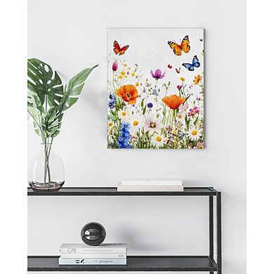 Wildflower Floral Wall Art Butterfly Canvas Framed Print Home Decor