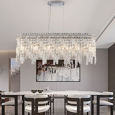 Reflective Crystal Chandelier with Polished Finish for Dining Room and Foyer