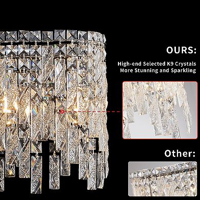 Reflective Crystal Chandelier with Polished Finish for Dining Room and Foyer
