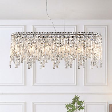 Reflective Crystal Chandelier with Polished Finish for Dining Room and Foyer