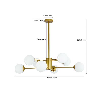 Branch Chandelier with Adjustable Arms and Metal Frame for Dining Room and Bedroom