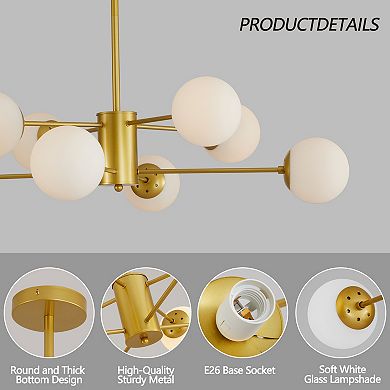 Branch Chandelier with Adjustable Arms and Metal Frame for Dining Room and Bedroom
