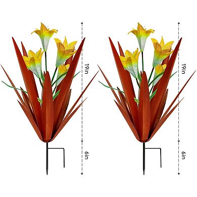 2PCS Hand-Painted Metal Agave Garden Ornament