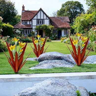 2PCS Hand-Painted Metal Agave Garden Ornament