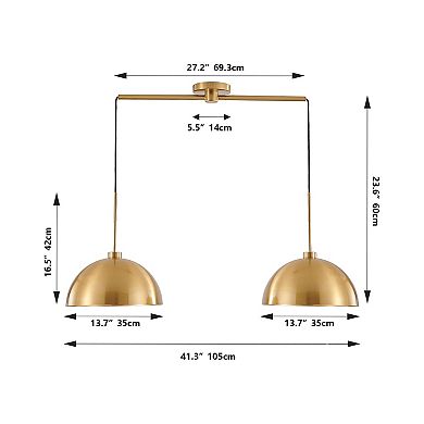 Double Pendant Ceiling Light with Industrial Metal Frame for Kitchen and Dining