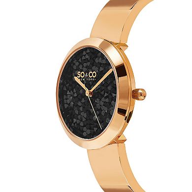 Crystal Elegance: Stainless Steel Bangle Watch with Crystal-Studded Filled Dial and Quartz Movement