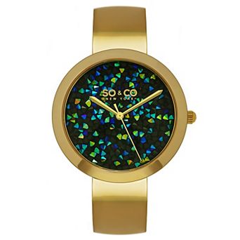 Crystal Elegance: Stainless Steel Bangle Watch with Crystal-Studded Filled Dial and Quartz Movement