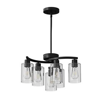 Clear Glass Pendant Light with Adjustable Metal Stem for Kitchen Island