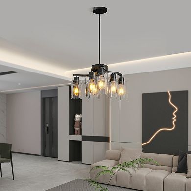 Clear Glass Pendant Light with Adjustable Metal Stem for Kitchen Island