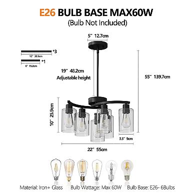 Clear Glass Pendant Light with Adjustable Metal Stem for Kitchen Island