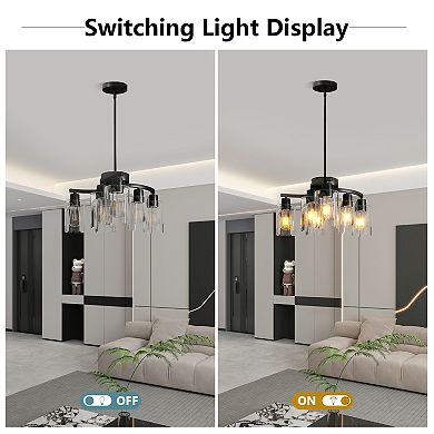 Clear Glass Pendant Light with Adjustable Metal Stem for Kitchen Island
