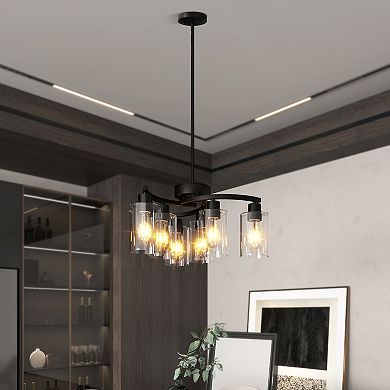 Clear Glass Pendant Light with Adjustable Metal Stem for Kitchen Island