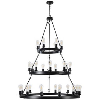 Multi Layer Pendant Light with Industrial Metal Frame for Living and Dining Room