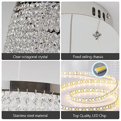 LED Crystal Chandelier with Adjustable Length for Bedroom and Dining Area