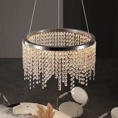 LED Crystal Chandelier with Adjustable Length for Bedroom and Dining Area