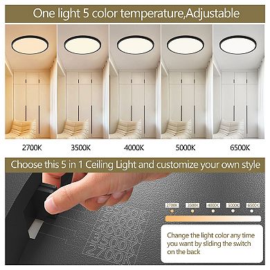 Dimmable LED Flush Mount Light with Sealed Design for Bedroom and Porch
