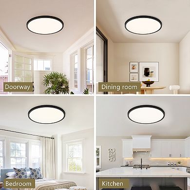Dimmable LED Flush Mount Light with Sealed Design for Bedroom and Porch